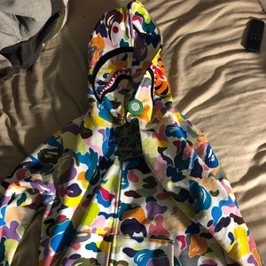 Bape Multicolor Camo Shark Hoodie White 